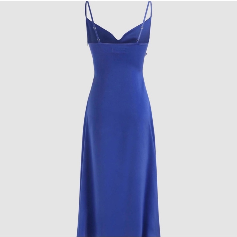 Cider Blue Slip Dress w/ Cowl Neckline - Picture 5 of 10